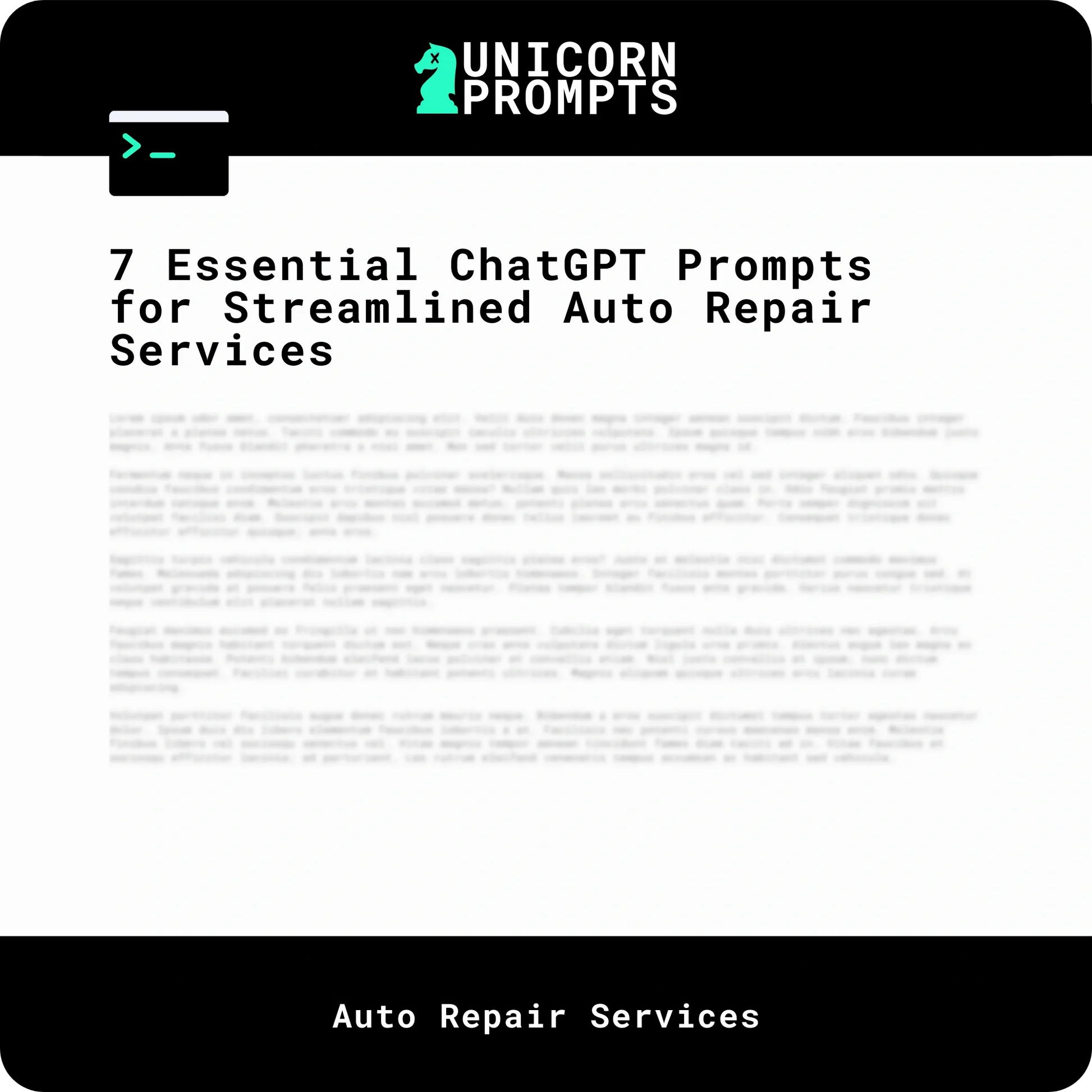7 Essential ChatGPT Prompts for Streamlined Auto Repair Services