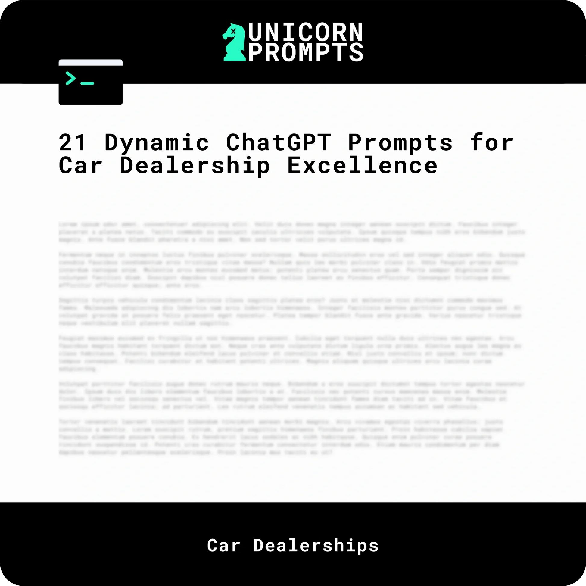 21 Dynamic ChatGPT Prompts for Car Dealership Excellence – Unicorn prompts